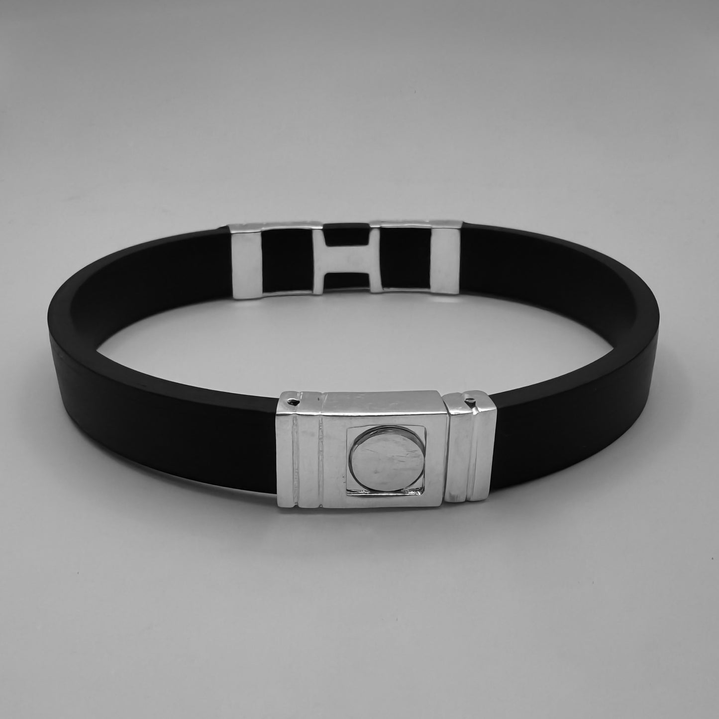 Pulsera Banda Negra Geométrica