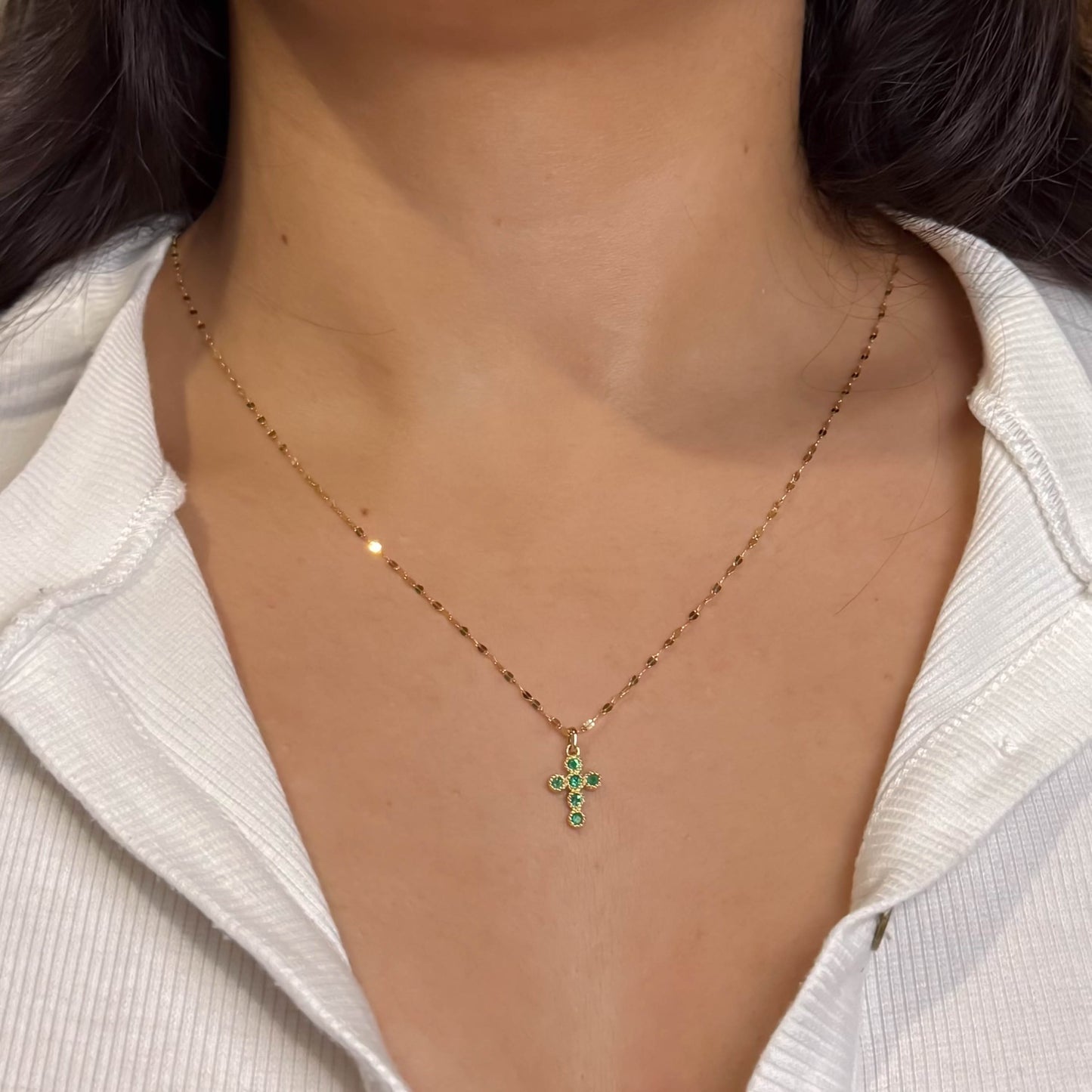 Collar Oro Cruz Gemas