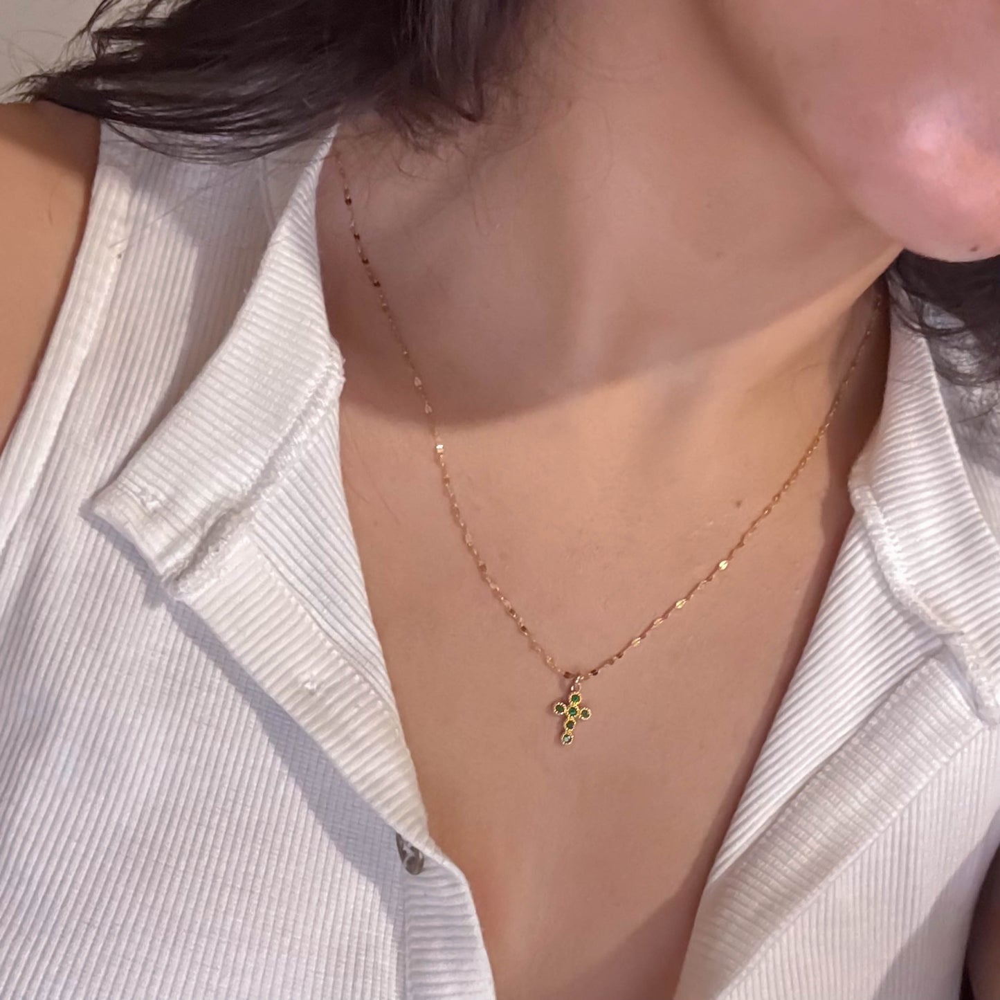 Collar Oro Cruz Gemas