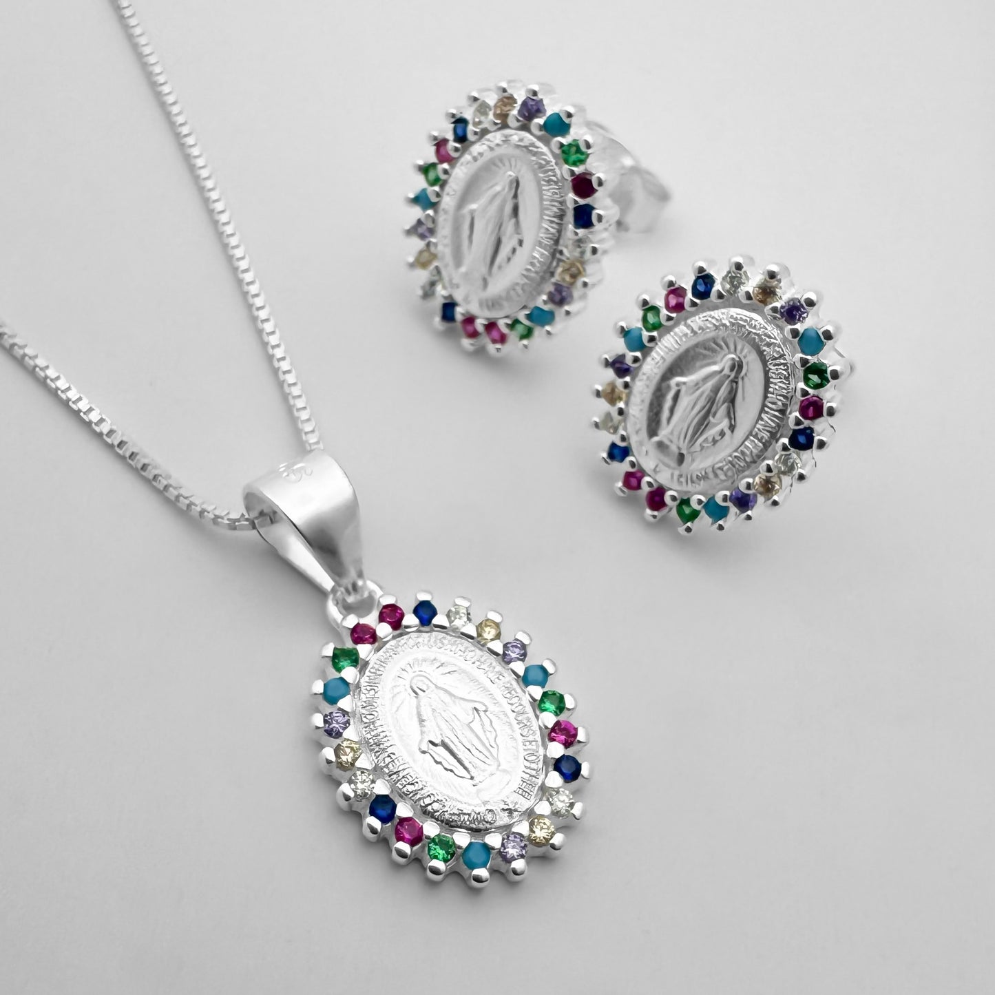 Juego Medalla Milagora y Zircones de colores