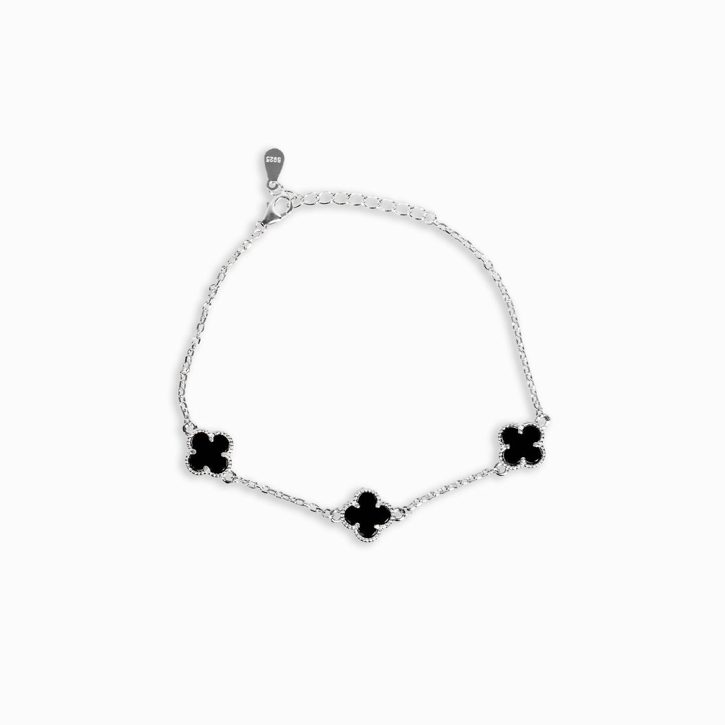 Pulsera Trébol – Plata 925 y Ónix Style