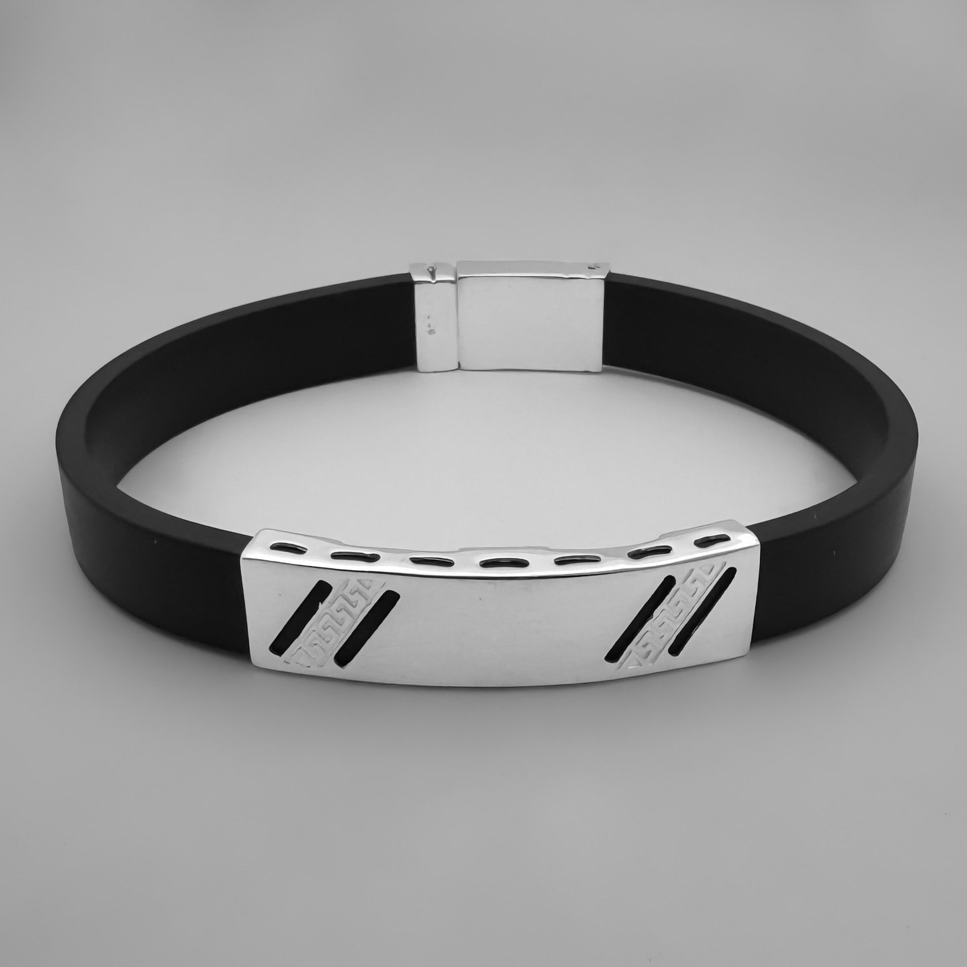 Pulsera Banda Negra Geométrica