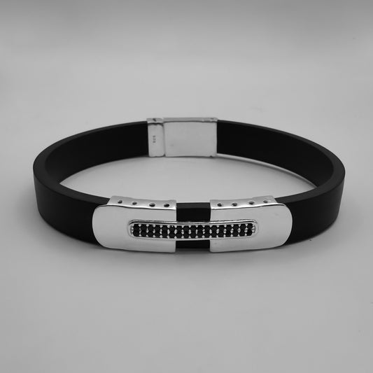Pulsera Banda Negra Geométrica