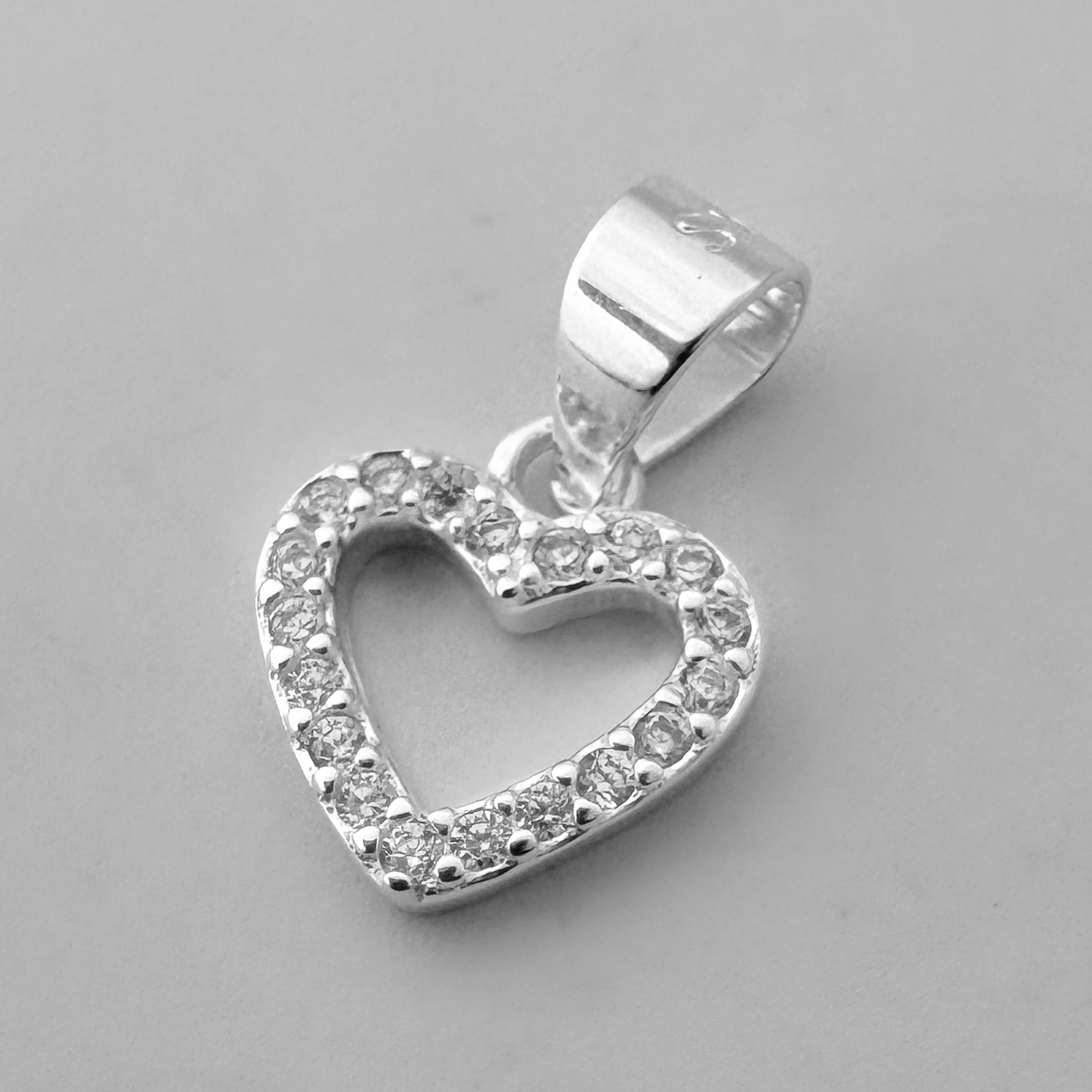 Dije corazón brillo plata 925