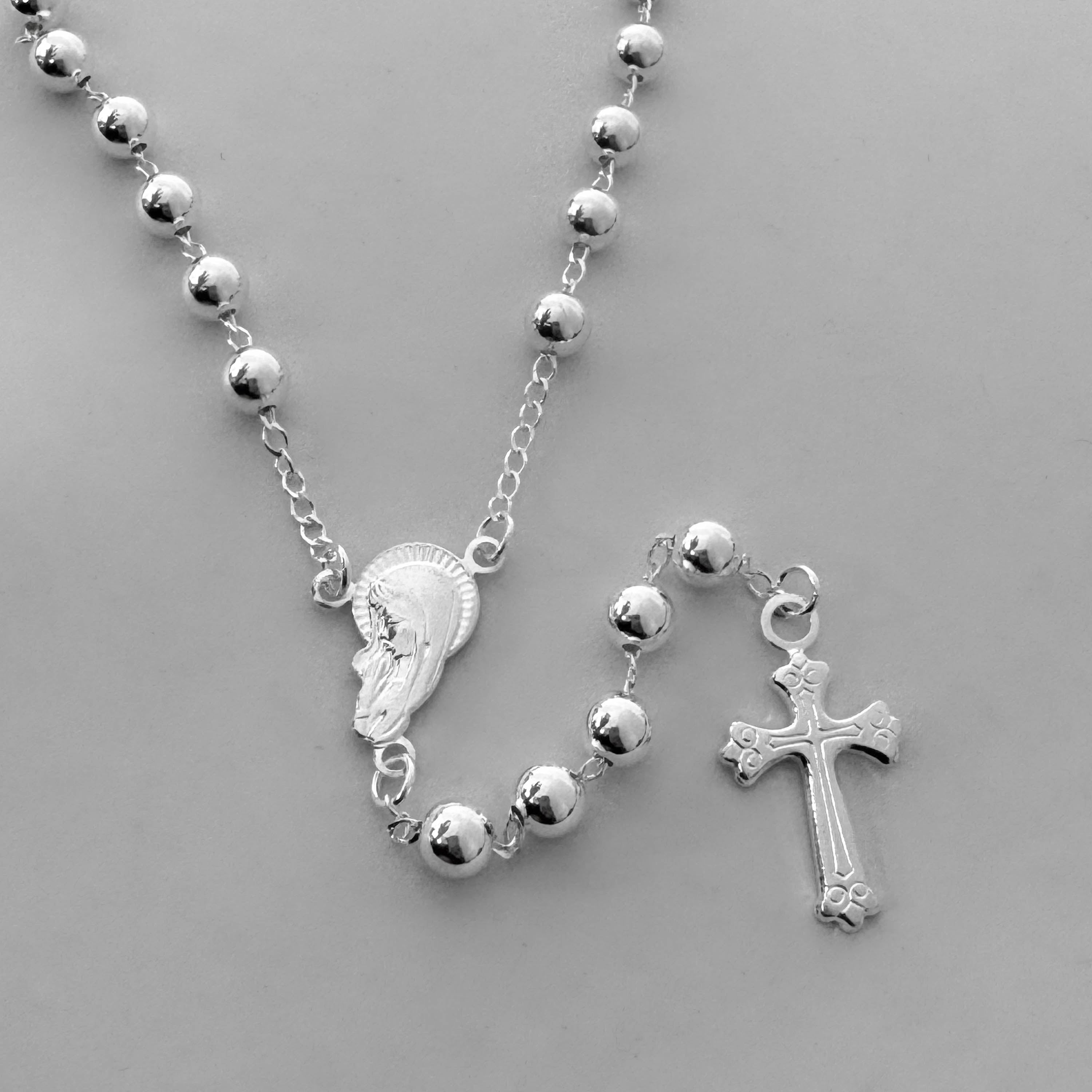 Rosario Virgen Plata le 925