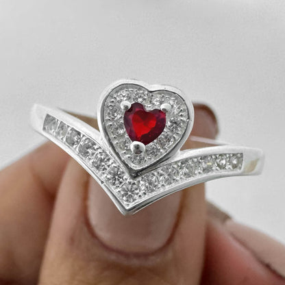 Anillo corona corazon rojo