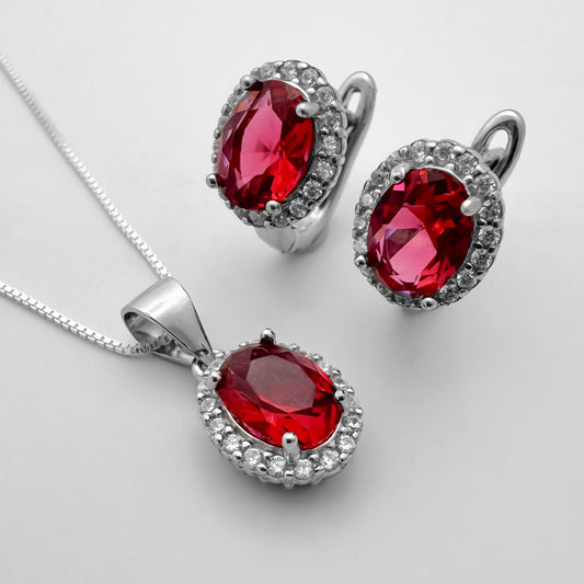 Juego con Zircones Grandes Rojos