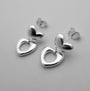 Aretes Doble Corazón Pulido
