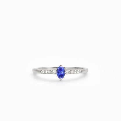Anillo "Cielo Nocturno" - Tanzanita Exclusiva y Diamantes en Plata paladio