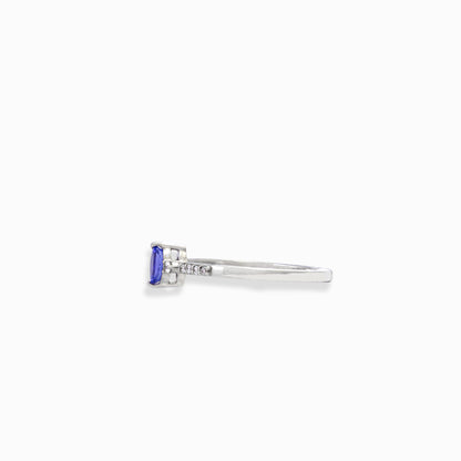 Anillo "Cielo Nocturno" - Tanzanita Exclusiva y Diamantes en Plata paladio