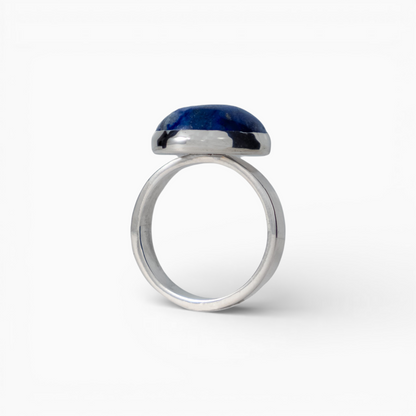 Anillo 'Cielo Estrellado' – Plata y pierda Lápiz Lázuli Natural