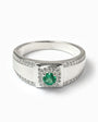 Anillo estilo sello en plata ley 925 con esmeralda y circones para hombre