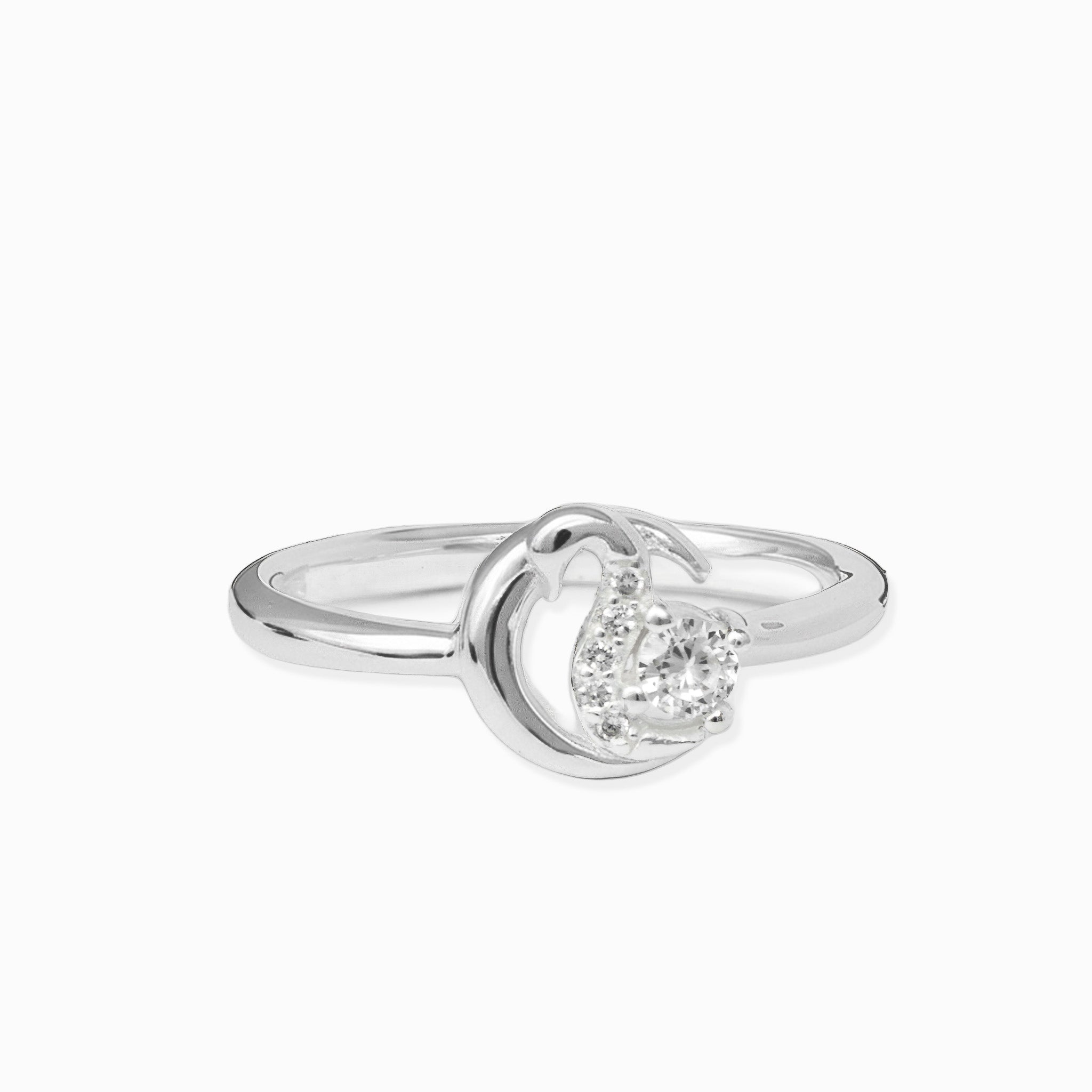 Anillo de diseño calado en Plata Ley 925 talla 7 con forma de cisne cubierto de circones brillantes transparentes.