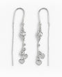 Aretes tipo hilo cascada con corazones en plata ley 925.