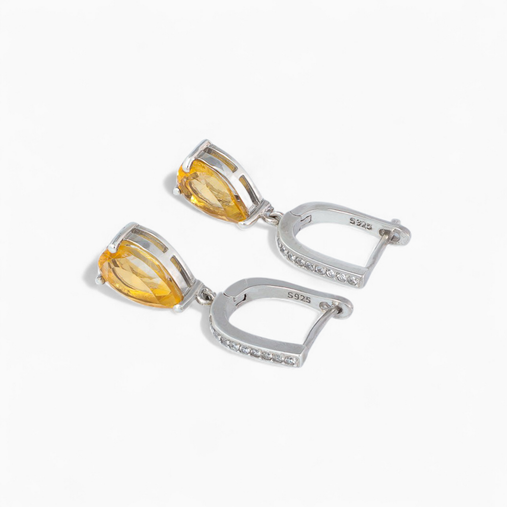 Aretes 'Destello de Sol' – Plata Ley 925 y Citrino Natural