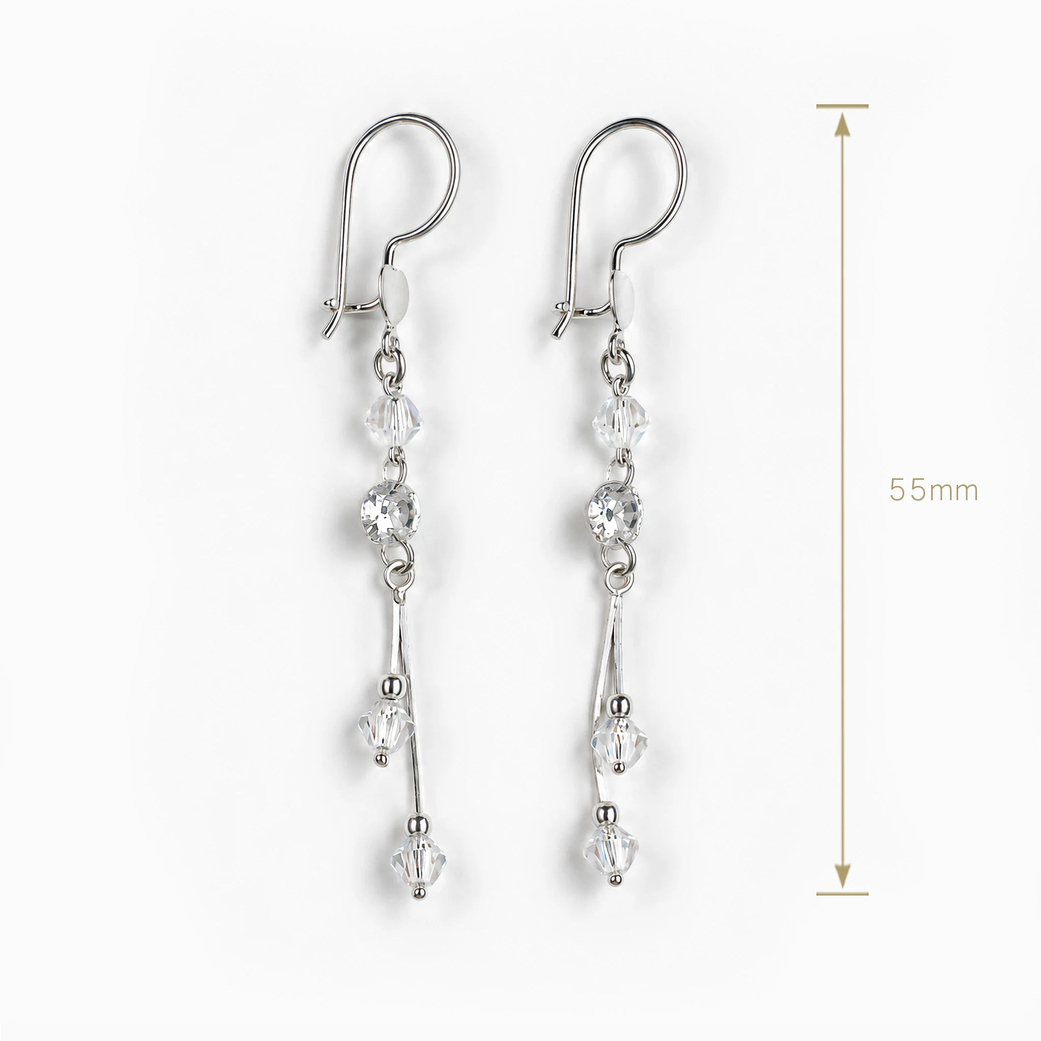 Aretes colgantes con cristales de murano blancos y plata ley 925.