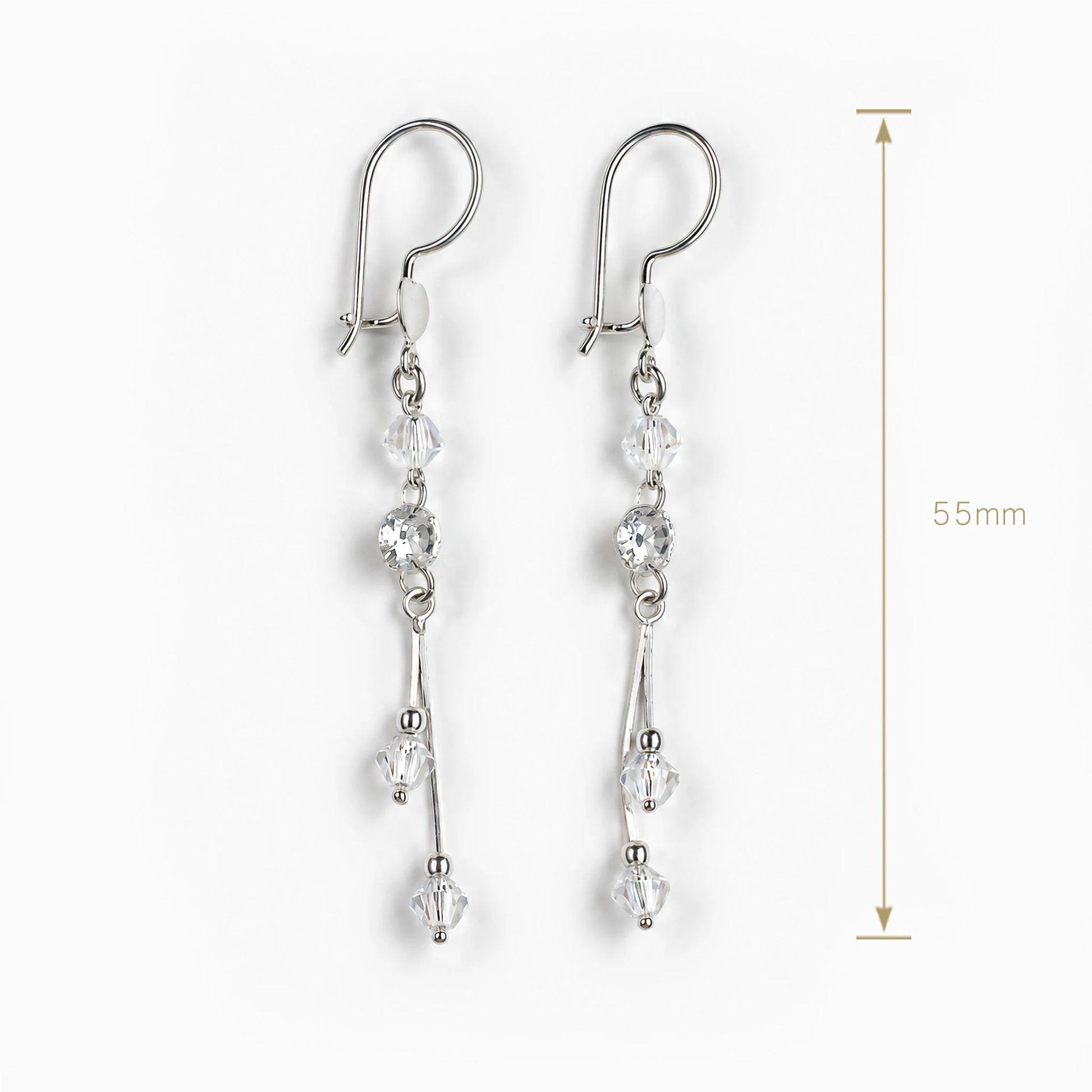 Aretes colgantes con cristales de murano blancos y plata ley 925.