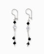 Aretes colgantes articulados con cristales de murano negros en plata ley 925.