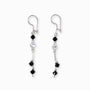 Aretes colgantes articulados con cristales de murano negros en plata ley 925.