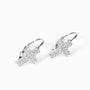 Aretes colgantes con diseño de cruz y circones en plata ley 925.