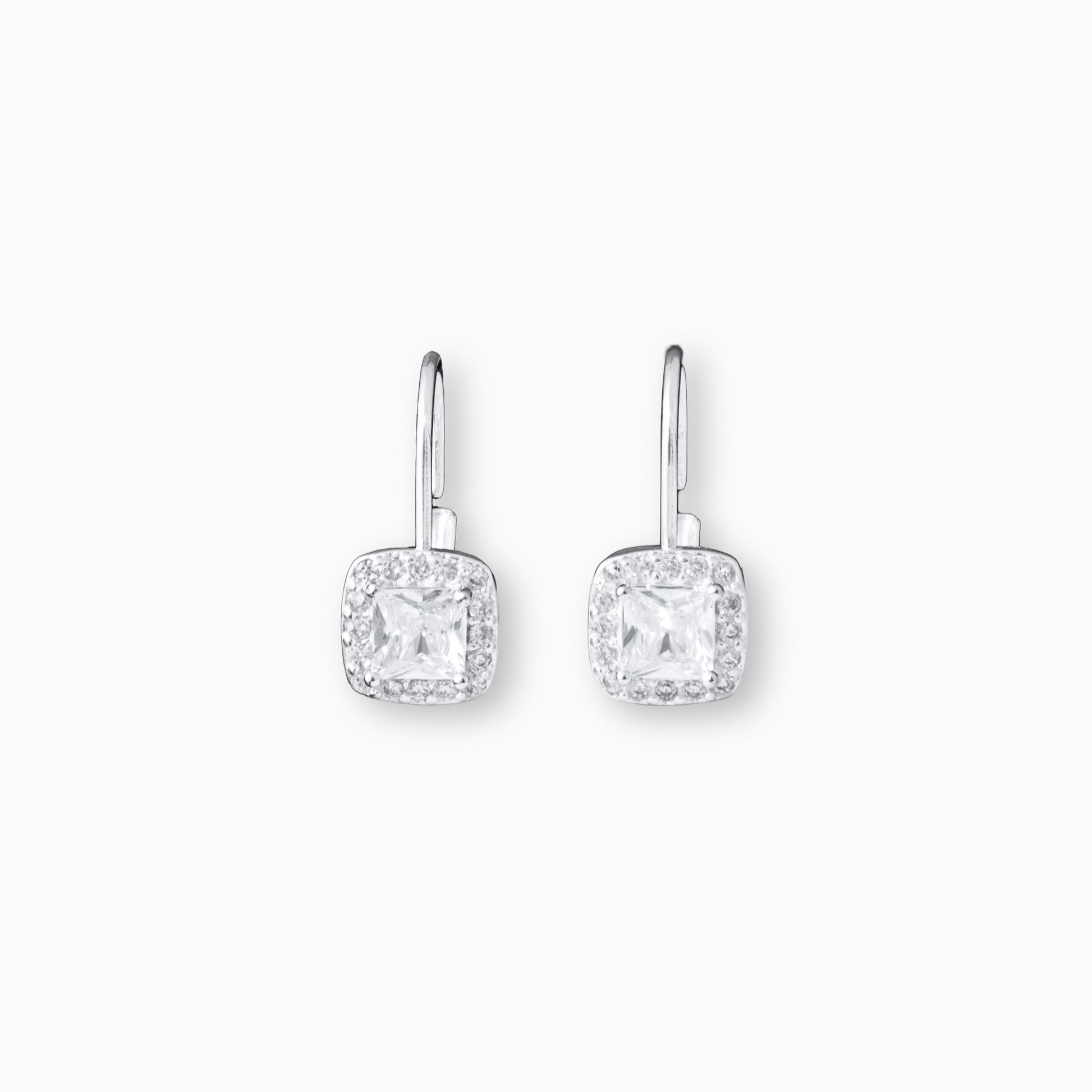 Aretes colgantes – Plata 925 y Circones Cuadrados
