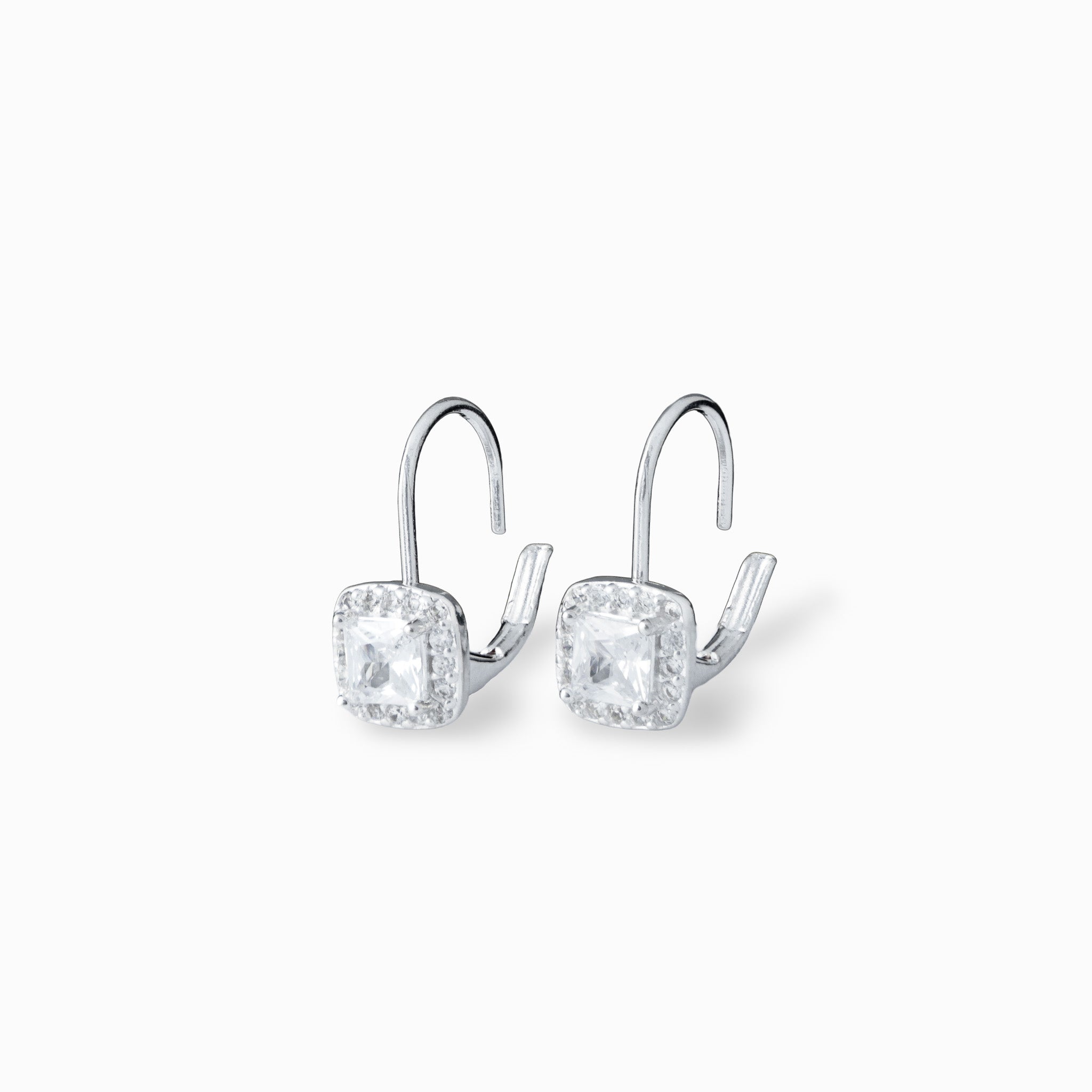 Aretes colgantes – Plata 925 y Circones Cuadrados