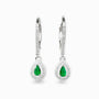Aretes colgantes en forma de gota con circon verde en plata ley 925.