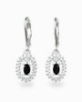 Aretes colgantes con diseño ovalado y circon negro en plata ley 925