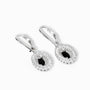 Aretes colgantes con diseño ovalado y circon negro en plata ley 925