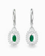 Aretes colgantes halo con circon central en plata ley 925.