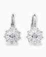 Aretes colgantes redondos en plata ley 925 con circon blanco central.