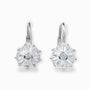 Aretes colgantes redondos en plata ley 925 con circon blanco central.