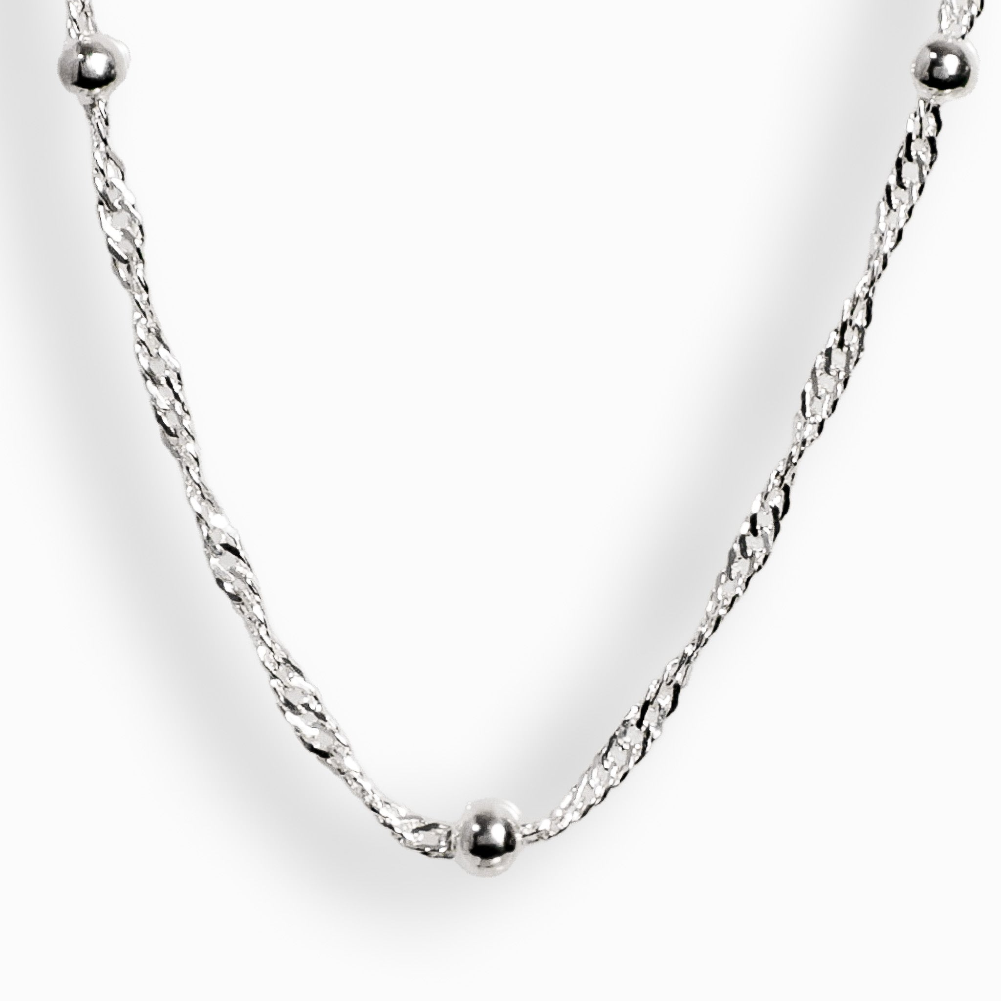 Cadena Singapur – Plata 925 y Balines (60 cm)