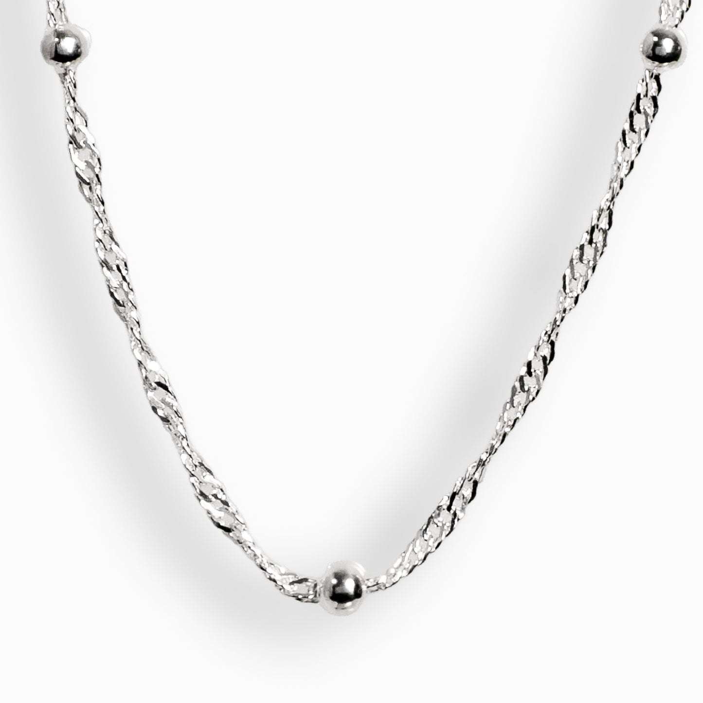 Cadena Singapur – Plata 925 y Balines (45 cm)