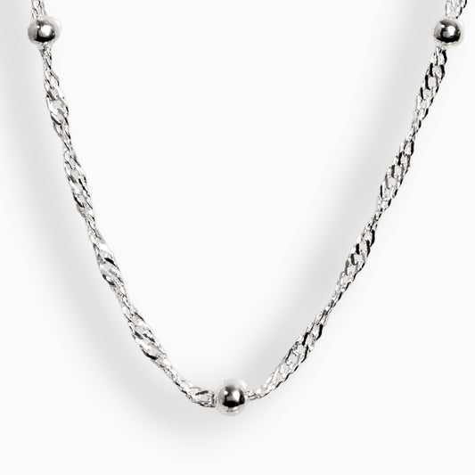 Cadena Singapur – Plata 925 y Balines (45 cm)