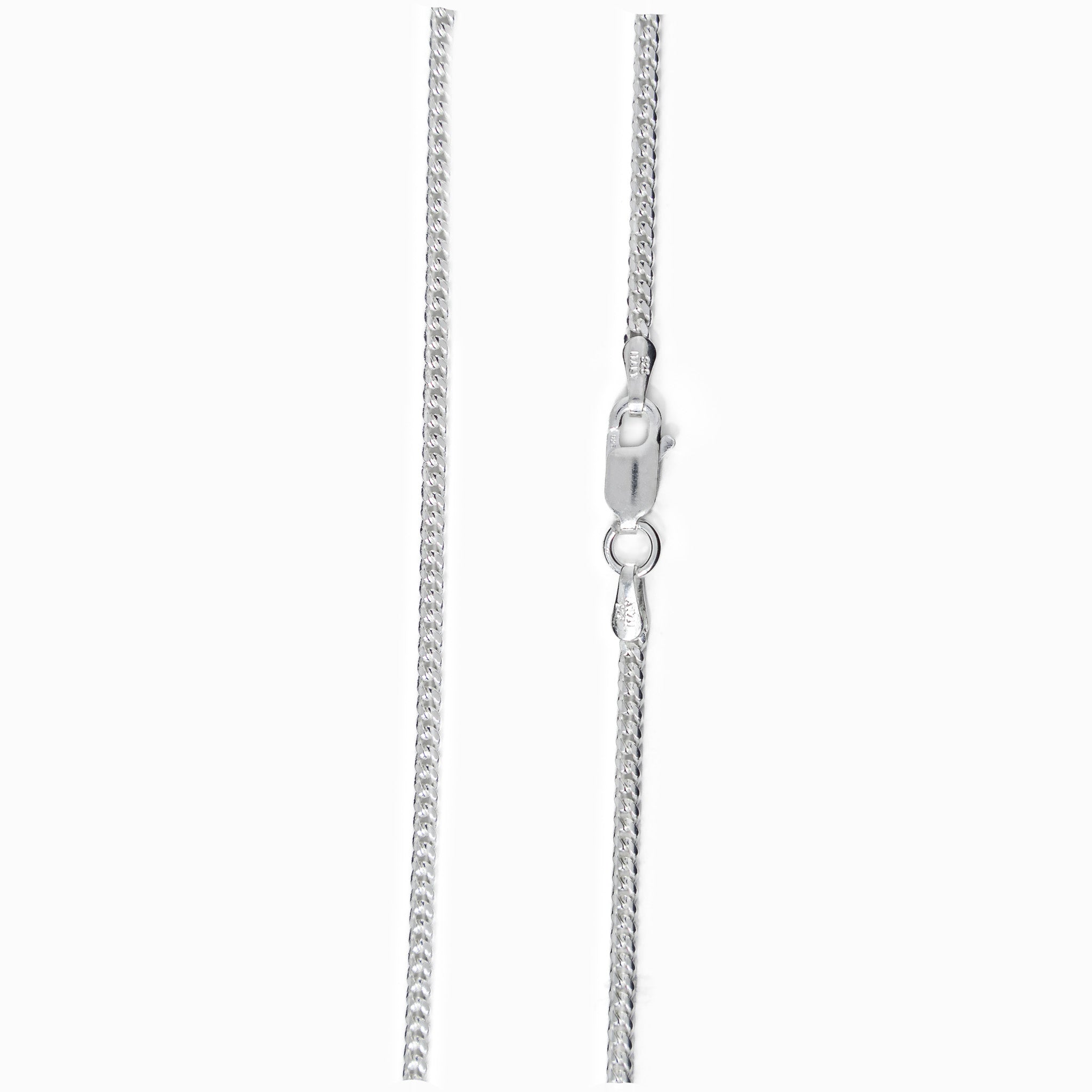 Cadena mini cubana en plata ley 925 de 50 cm