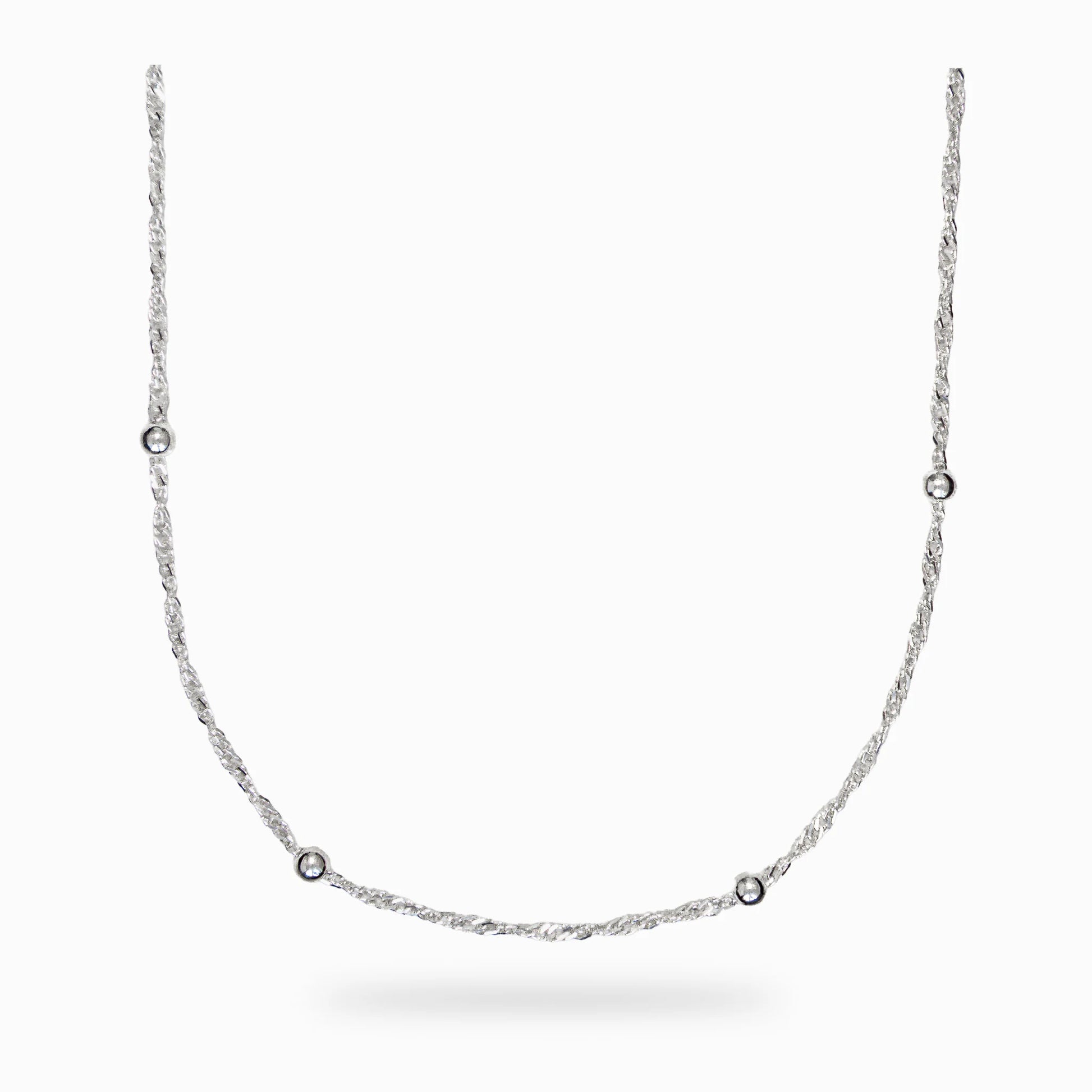 Cadena Singapur con balines en plata ley 925 de 60 cm