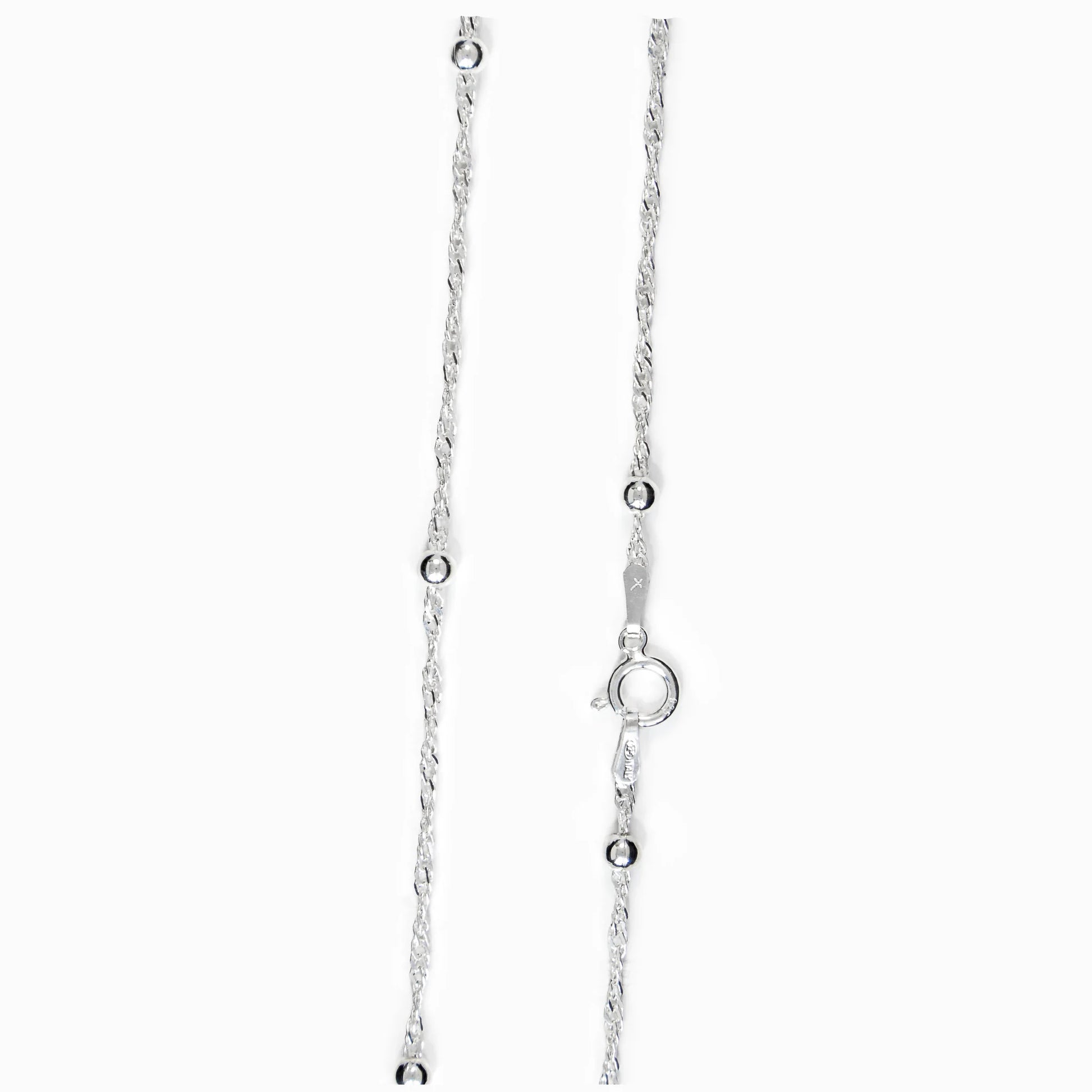 Cadena Singapur con balines en plata ley 925 de 60 cm