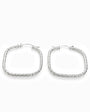 Candongas cuadradas con acabado diamantado de 27 mm en plata ley 925 para mujer