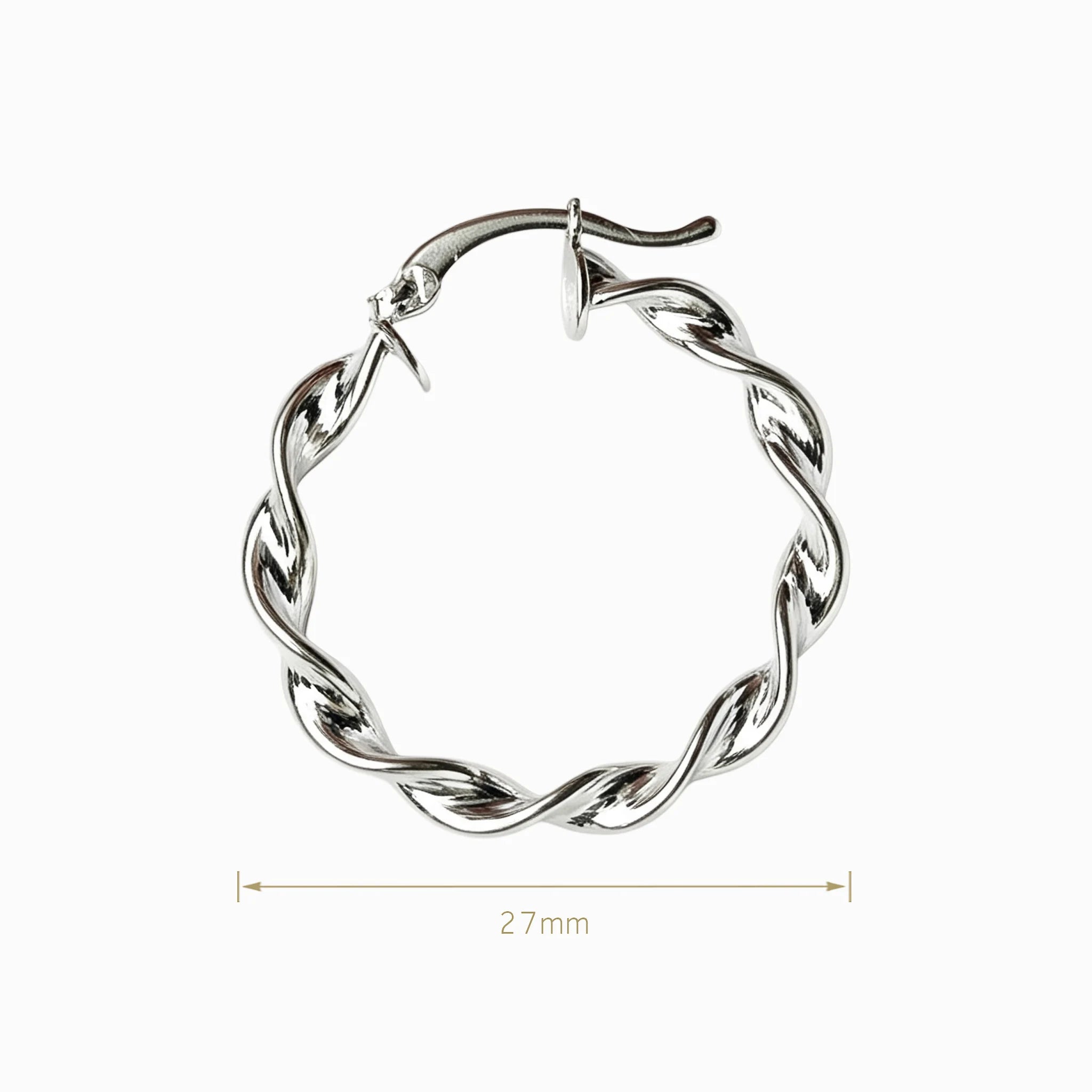Candongas grandes entorchadas en espiral de 27x3.5 mm en plata ley 925