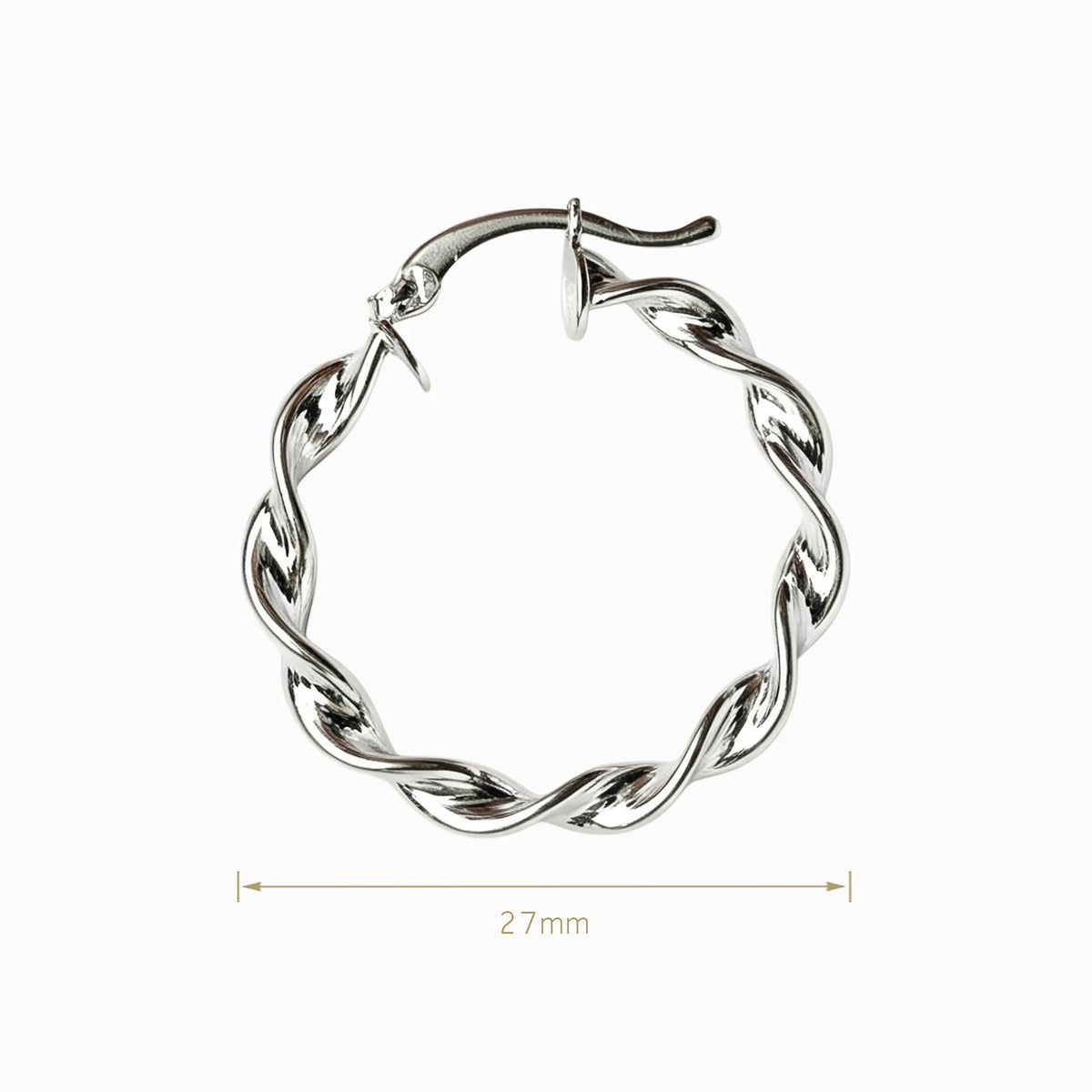 Candongas grandes entorchadas en espiral de 27x3.5 mm en plata ley 925