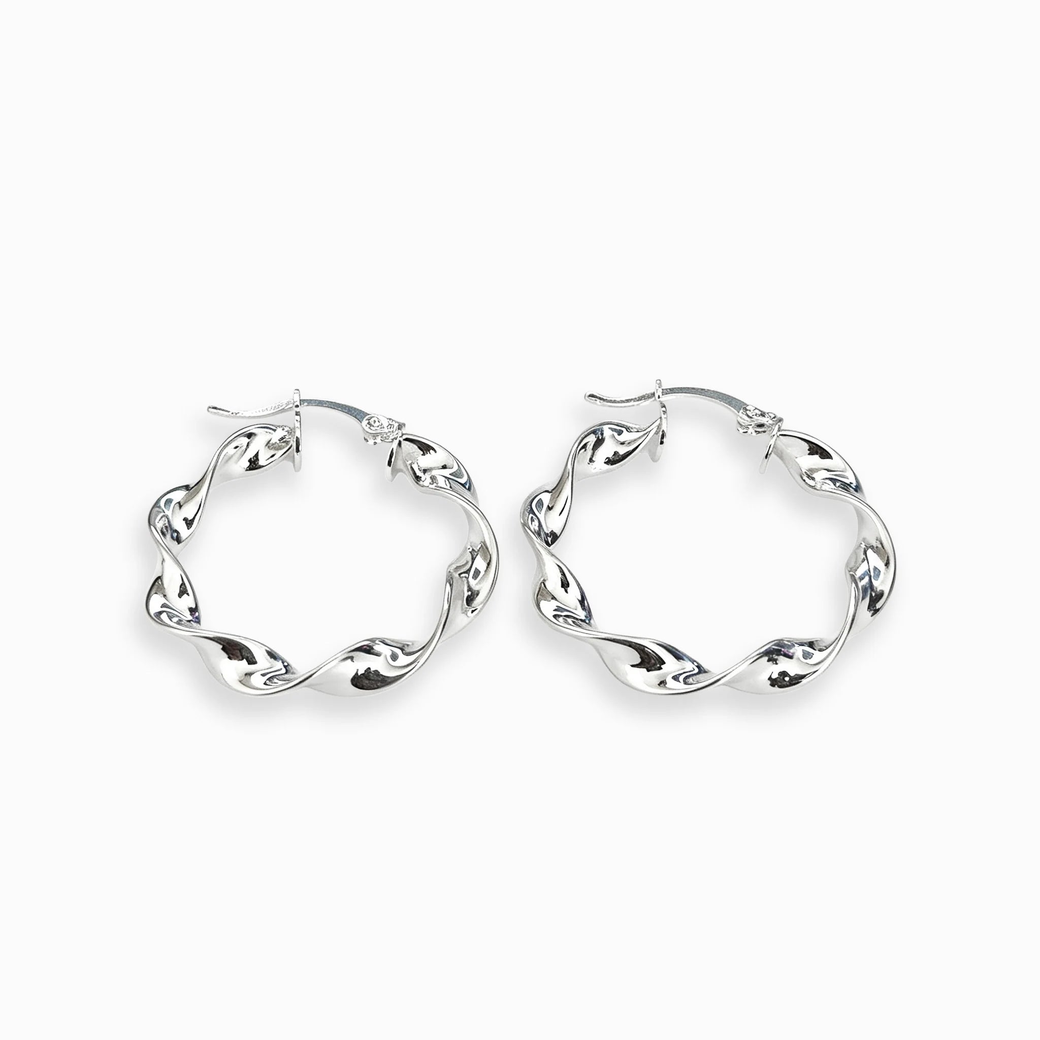 Candongas grandes entorchadas en espiral de 28x4 mm en plata ley 925
