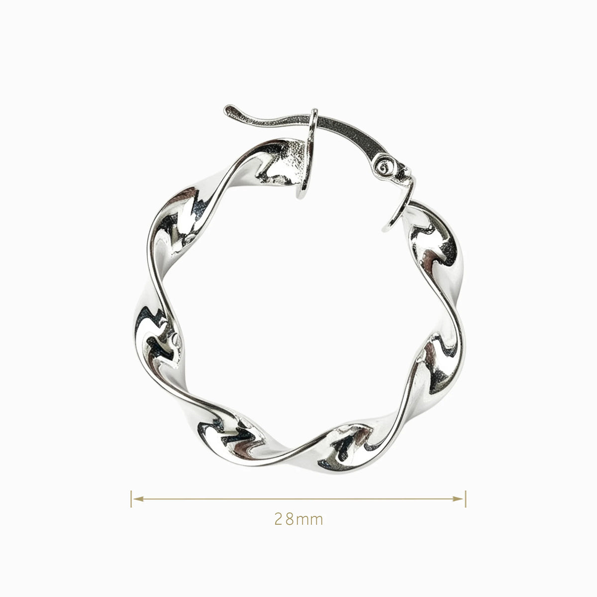 Candongas grandes entorchadas en espiral de 28x4 mm en plata ley 925