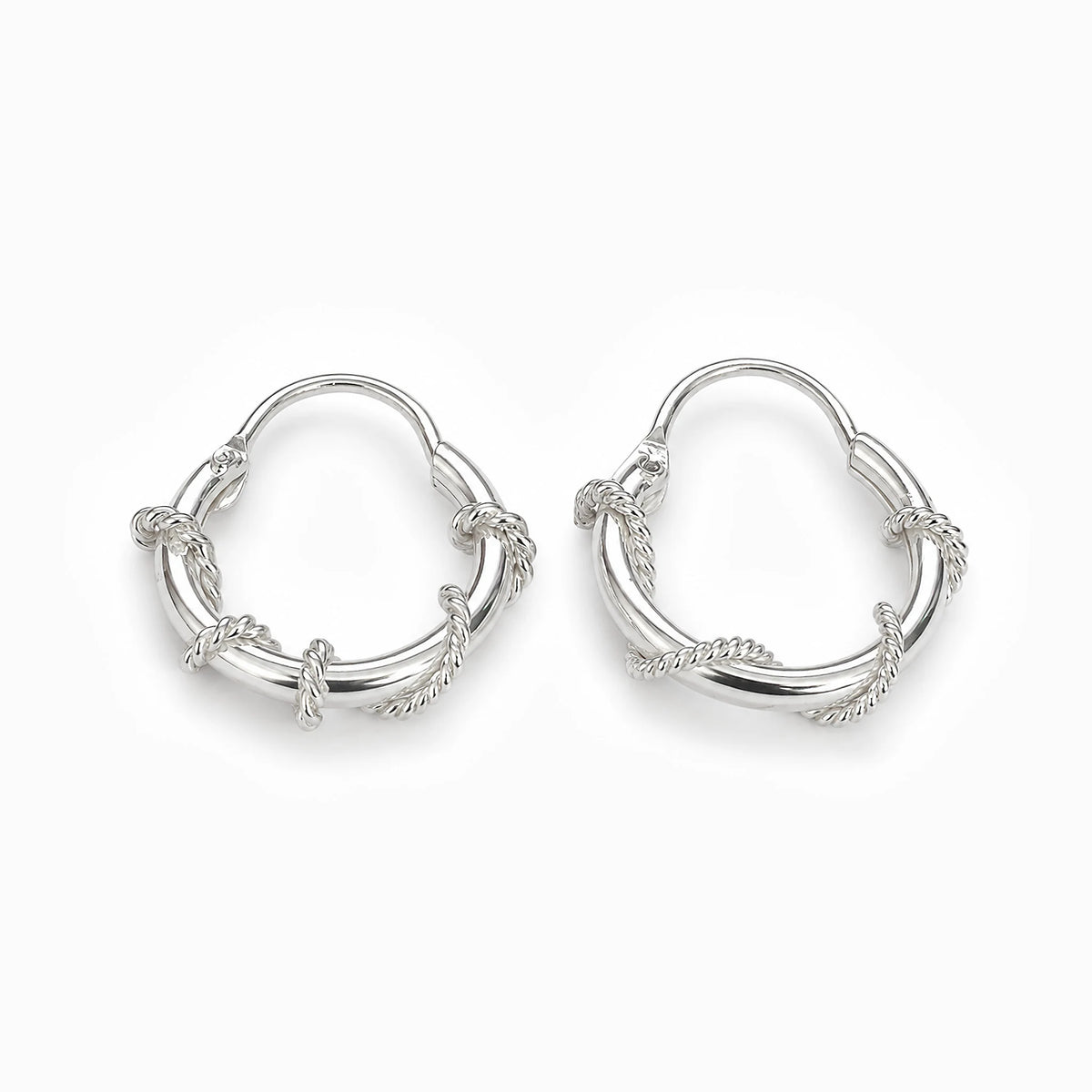 Candongas con diseño de hilo trenzado de 13 mm en plata ley 925 para mujer