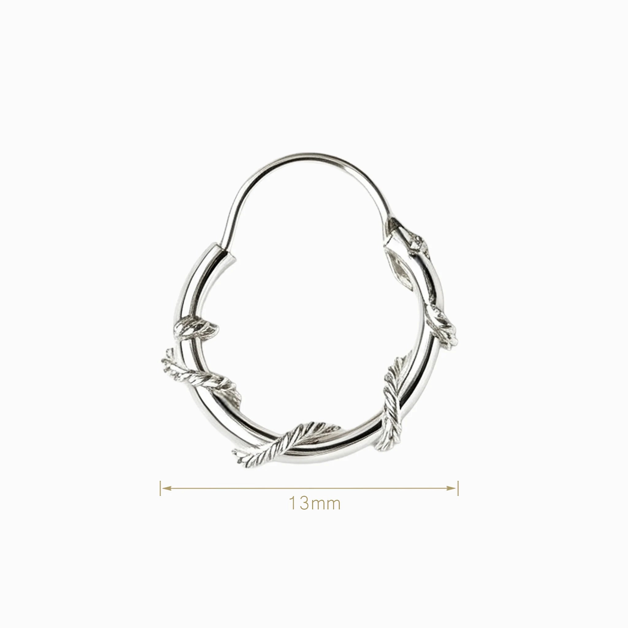 Candongas con diseño de hilo trenzado de 13 mm en plata ley 925 para mujer