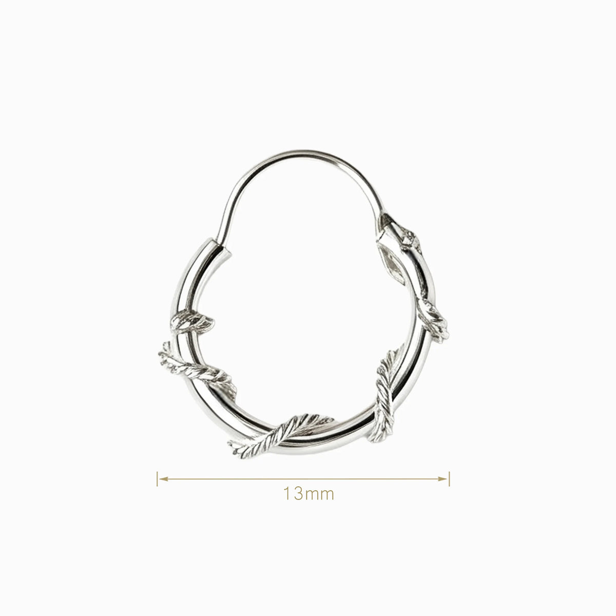 Candongas con diseño de hilo trenzado de 13 mm en plata ley 925 para mujer