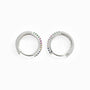 Aretes tipo huggies en plata ley 925 de 14x3.7 mm con circones de cuatro colores.