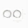 Aretes tipo huggies en plata ley 925 de 14x3.7 mm con circones de cuatro colores.