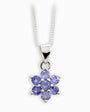 Collar floral clásico en plata ley 925 con tanzanitas para mujer