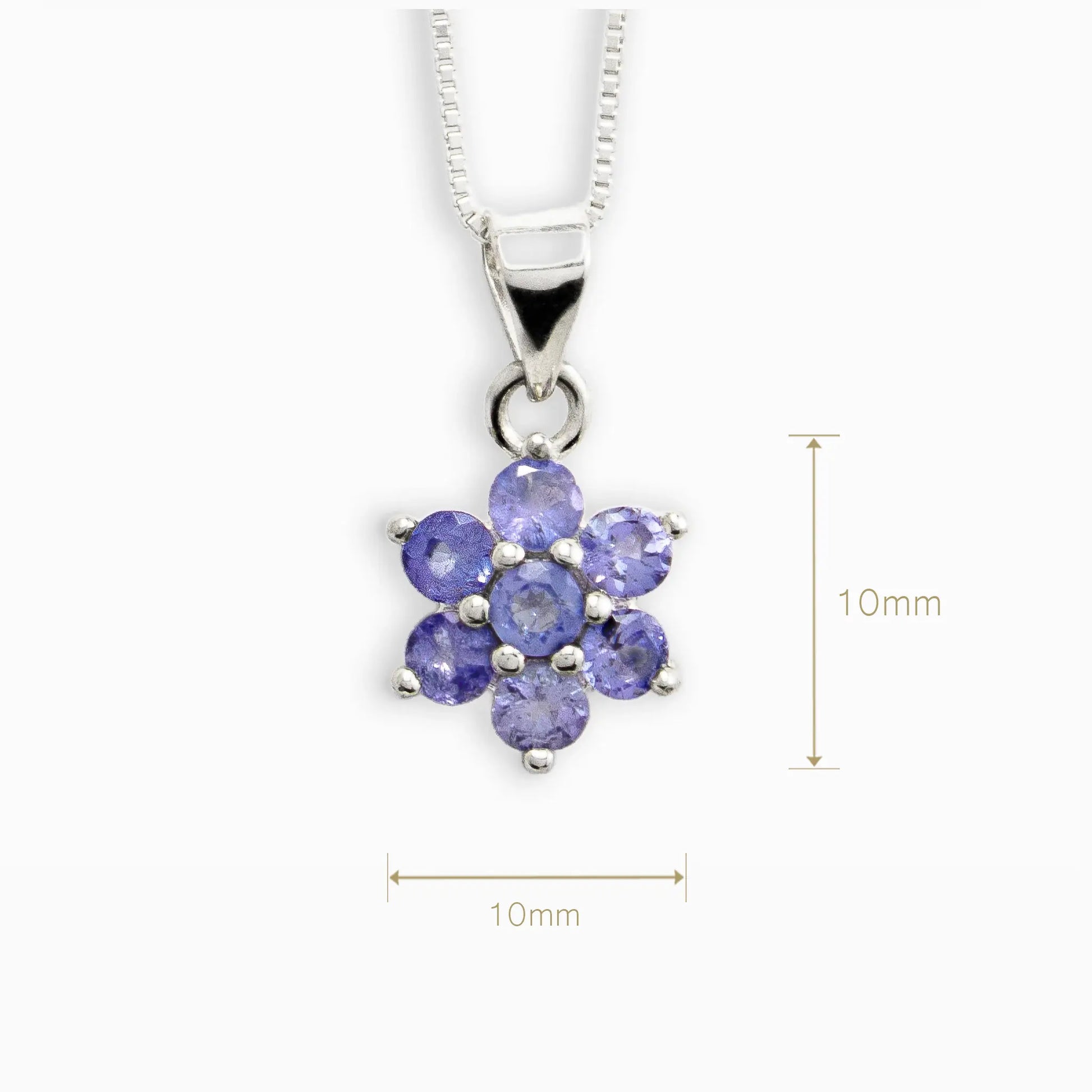 Collar floral clásico en plata ley 925 con tanzanitas para mujer